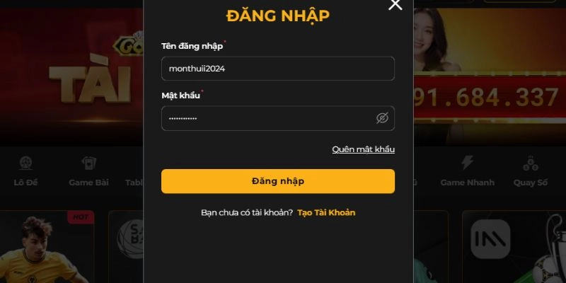 Điền thông tin và đăng nhập 999BET đơn giản